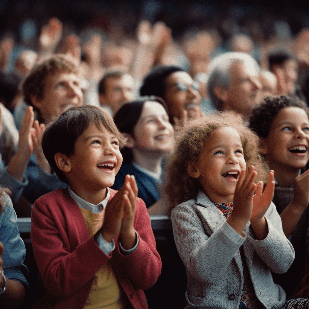 closeup audience happy audience clapping